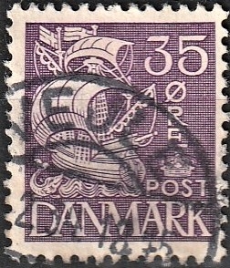 FRIMÆRKER DANMARK | 1933 - AFA 207 - Karavel 35 øre violet Type I - Lux Stemplet "VEJLE"